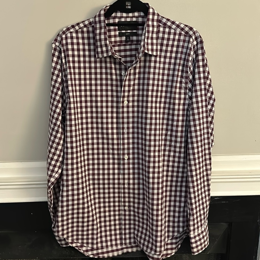 Bonobos button down garnet and white. Size large slim fit